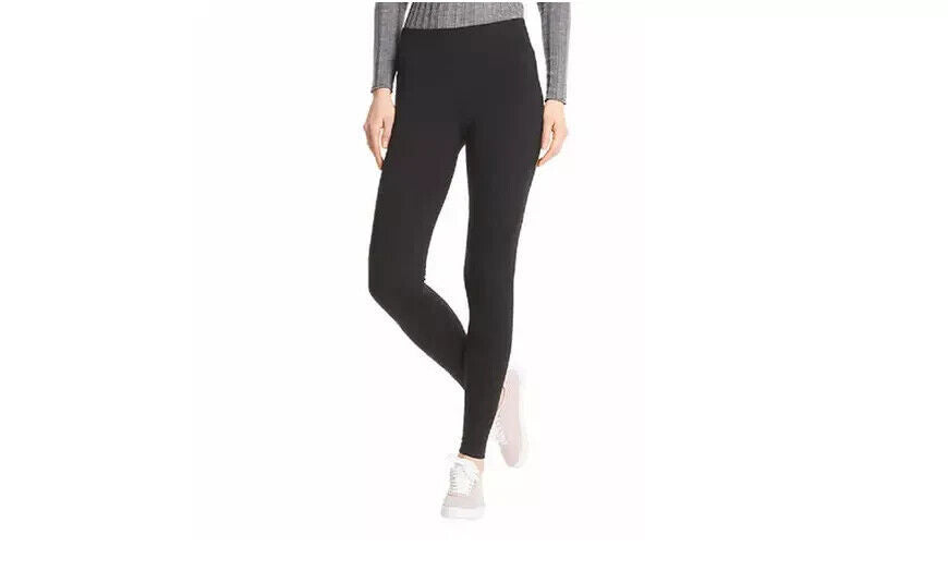 HUE Womens 1-PK Cotton Blend  Wide Waistband Leggings, BLACK , Small
