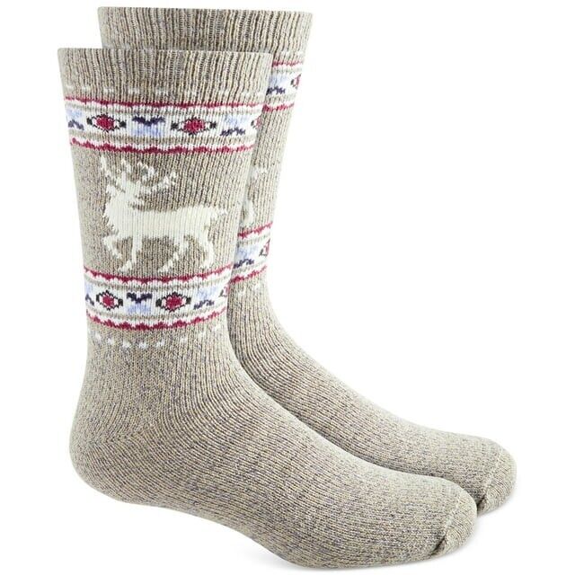 Sun + Stone Men's Deer Fleece lined Socks TAN, SHOE SIZE 6-12/ SOCK SZ 10-13