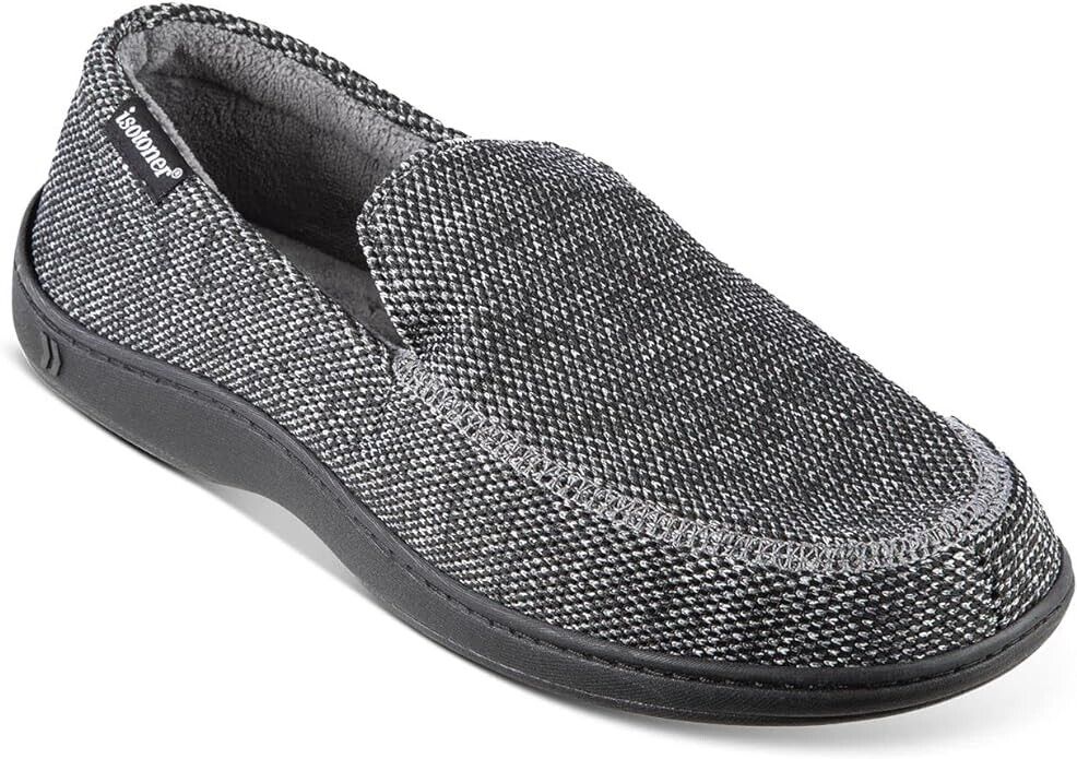 isotoner Men's Mesh Javier Closed Back Slippers, BLACK, XL 11-12