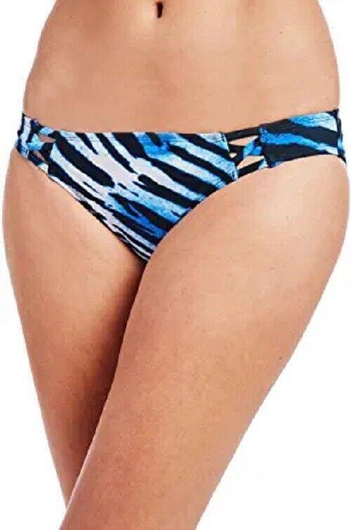 RACHEL Rachel Roy Women's Standard Strppy Front Swim Bottom, Blue Zebra, S