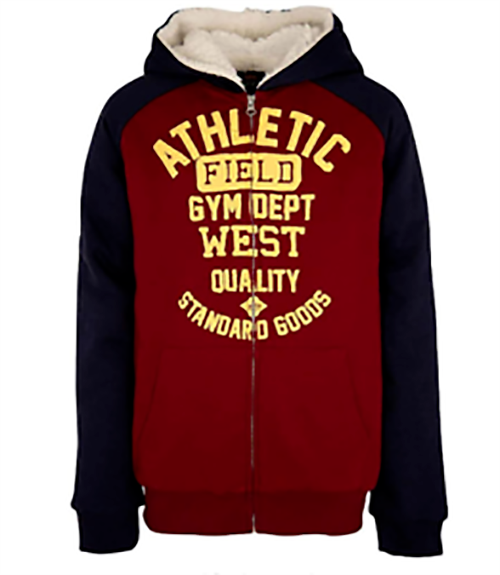 LEE Youth Boys' Sherpa Lined Full Zip Hoodie Jacket (Tawny Port, SML 7/8 )