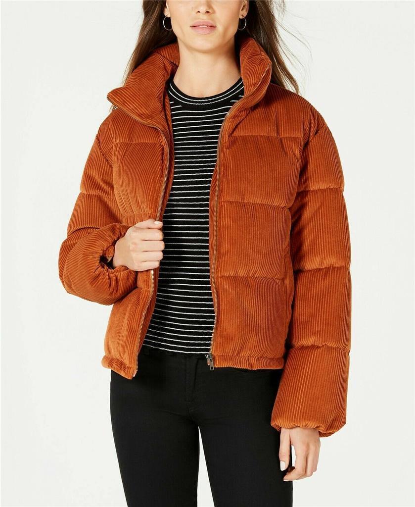 Authentic Collection B Juniors' Cropped Corduroy Puffer Coat (XXL, Rust)