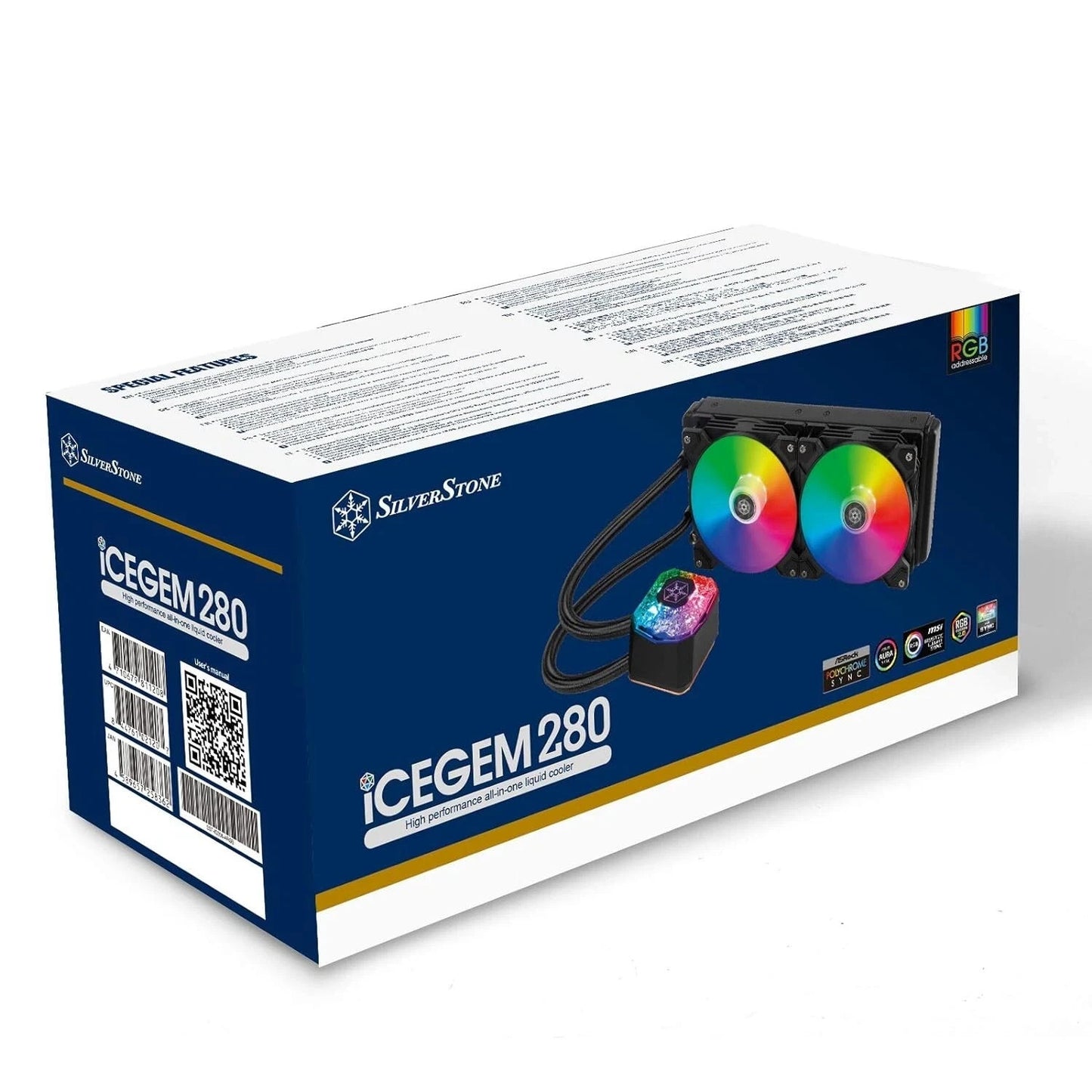 SilverStone IceGem 280, 2 X ARGB 280mm FANS AIO All-in-one Liquid Cooler for AM5