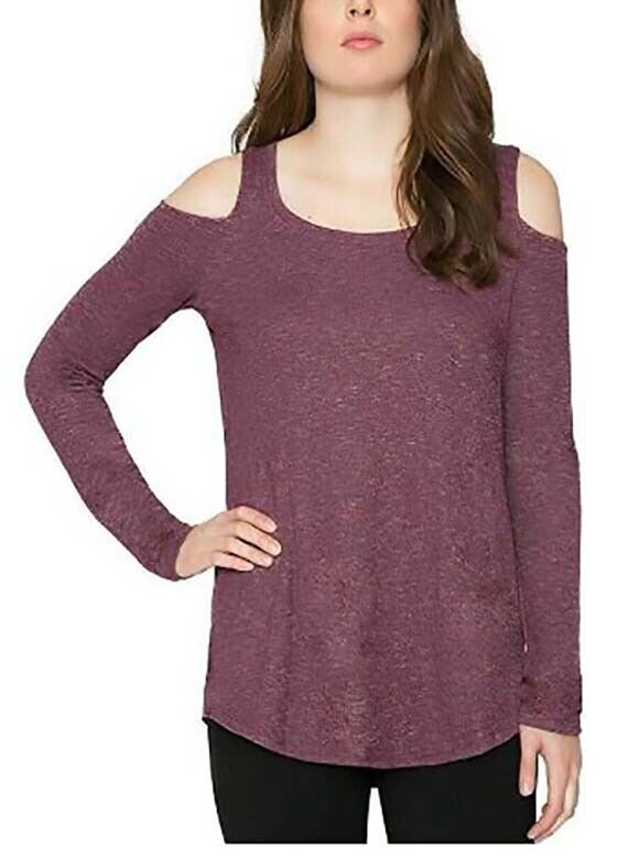 Matty M Ladies Cold Shoulder Top, RASPBERRY, XXL