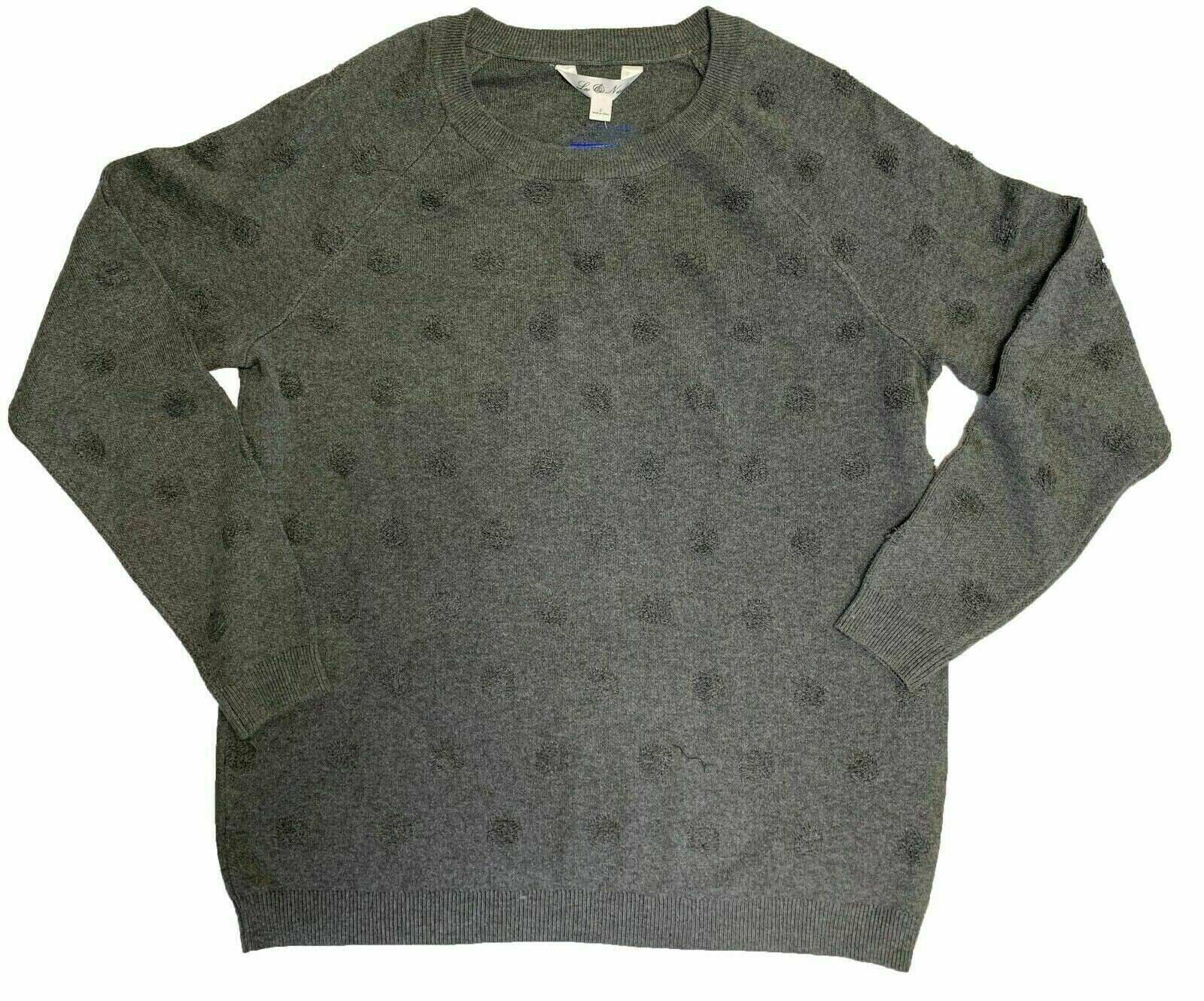 Leo & Nicole Ladies' Pullover Sweater with Textured Circles, Obsidian, S