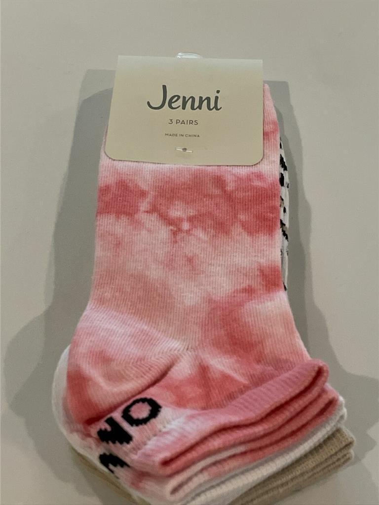 Jenni Women's Socks 3pk No-Show Socks Animal Tie Dye, Shoe SZ 5-9 Sock Size 9-11
