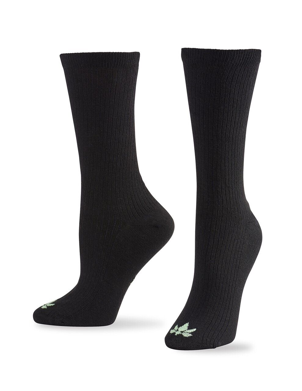 HUE Theracom Ribbed Night Crew Socks, BLACK, OS