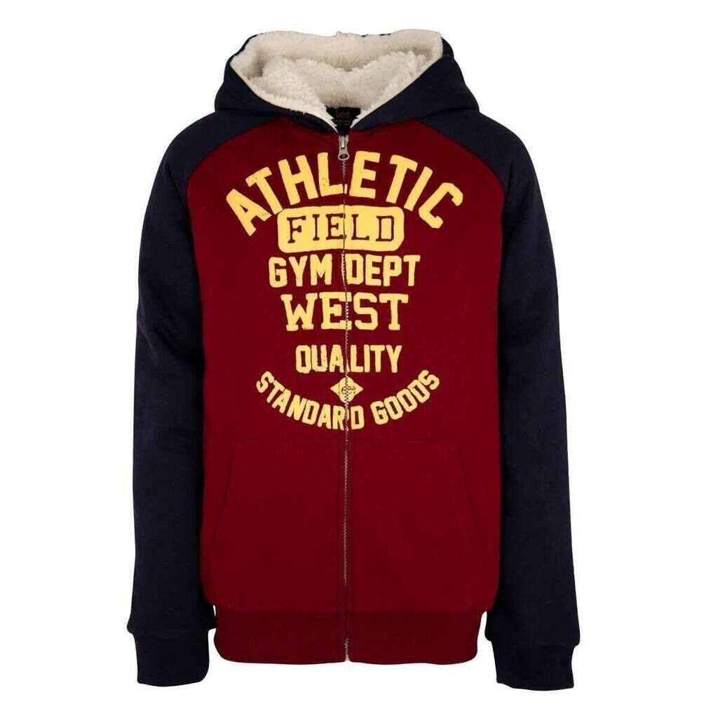 Lee Full Zip Sherpa Boys Lined Hooded Sweatshirt Tawny Port XS-5/6