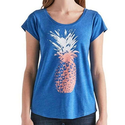Lucky Brand Ladies' Short Sleeve Graphic Tee, BLUE PINAPPLE, Medium
