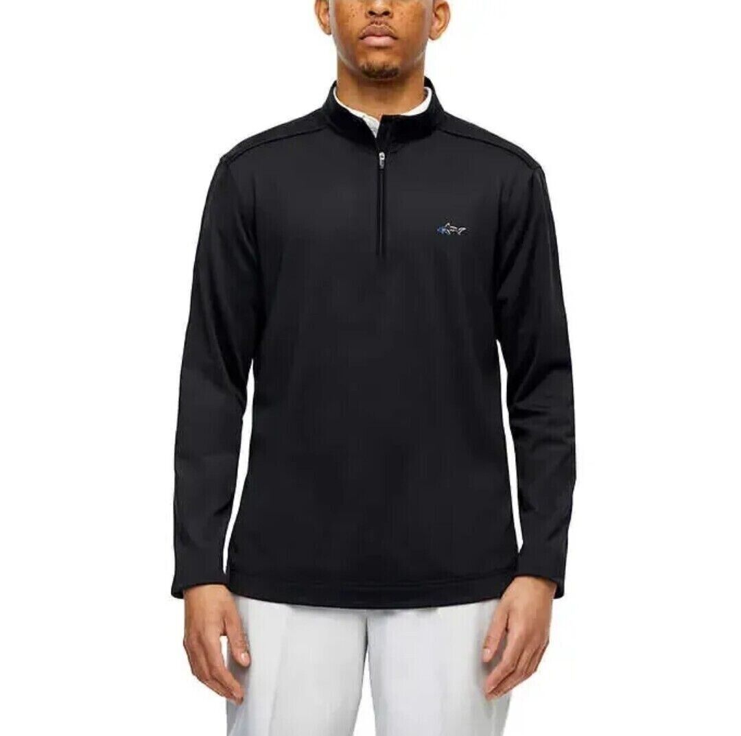 GREG NORMAN Men's Micro Fleece Lined Quarter Zip Long Sleeve Pullover, BLACK, M