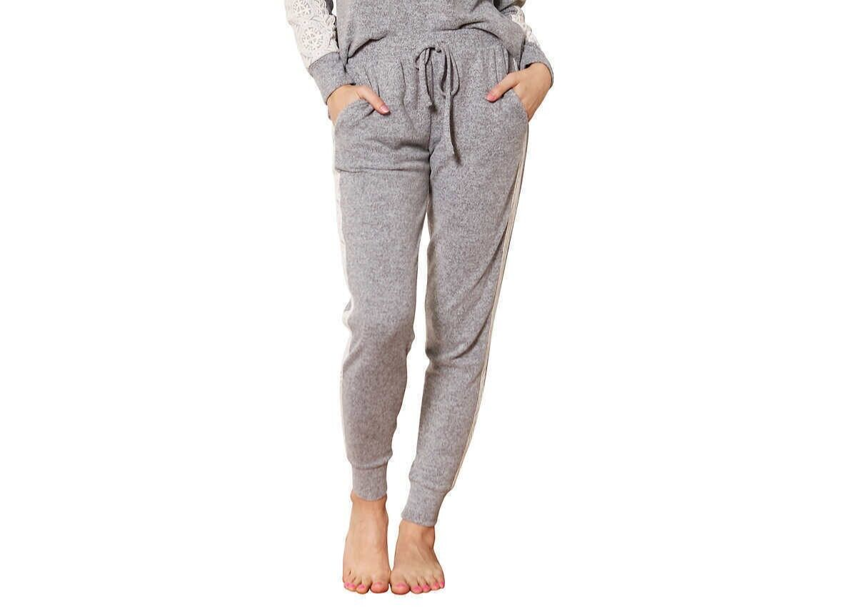 Flora Nikrooz Ladies Lace Trim Casual Pajama Lounge Jogger Pants Gray XS