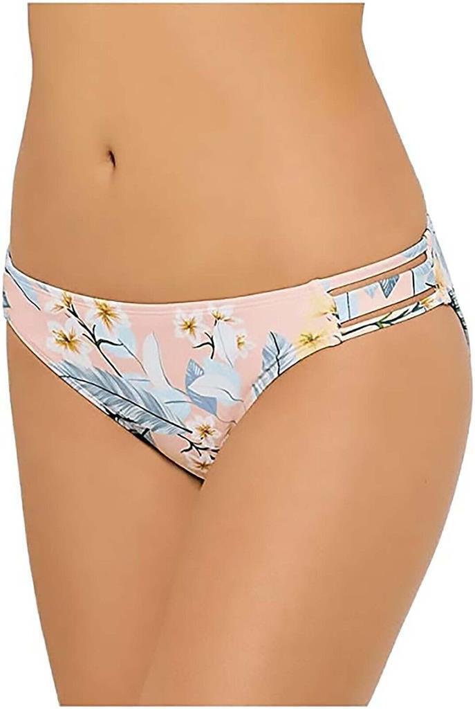 Hula Honey Women's Strappy Hipster Swim Bottom Floral Pink L