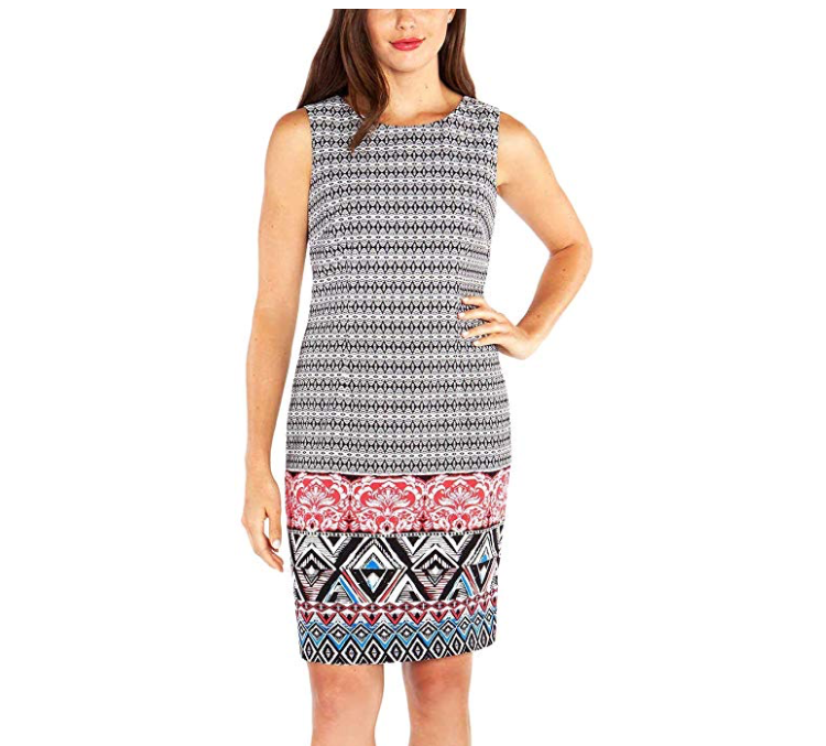 Mario Serrani Ladies Shift Dress, BLACK - WHITE PATTERN, 4 