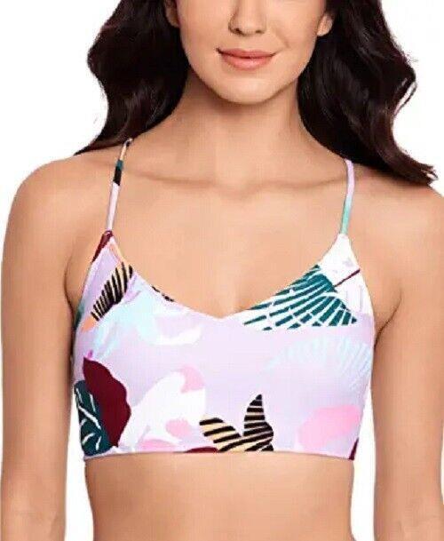Salt + Cove Juniors’ Just Fronds Lace-Back Midkini Bikini Top Lavender D/DD