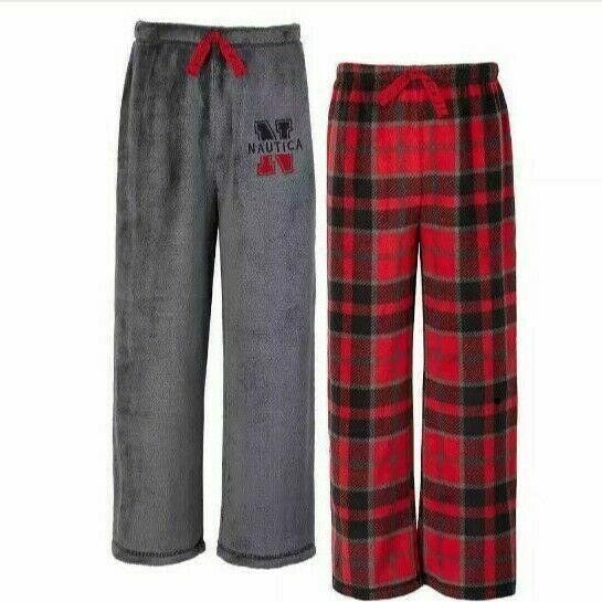 Nautica BOY'S 2-Pack Sleep Pants, RED PLAID - GREY, 7 