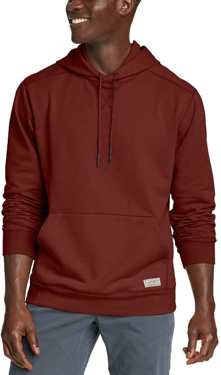 Eddie Bauer Men’s Pullover Kangaroo Pocket Hoodie, RED, L