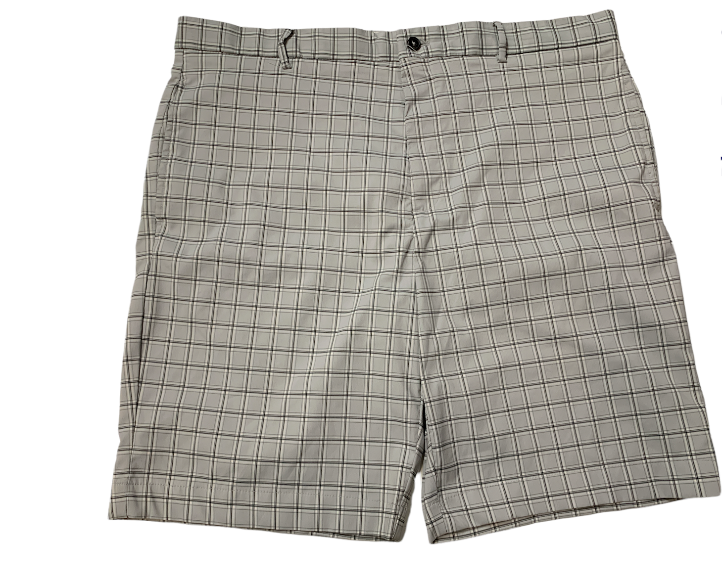 Greg Norman Men's Signature Series Golf Shorts, Gray Plaid, Size 38