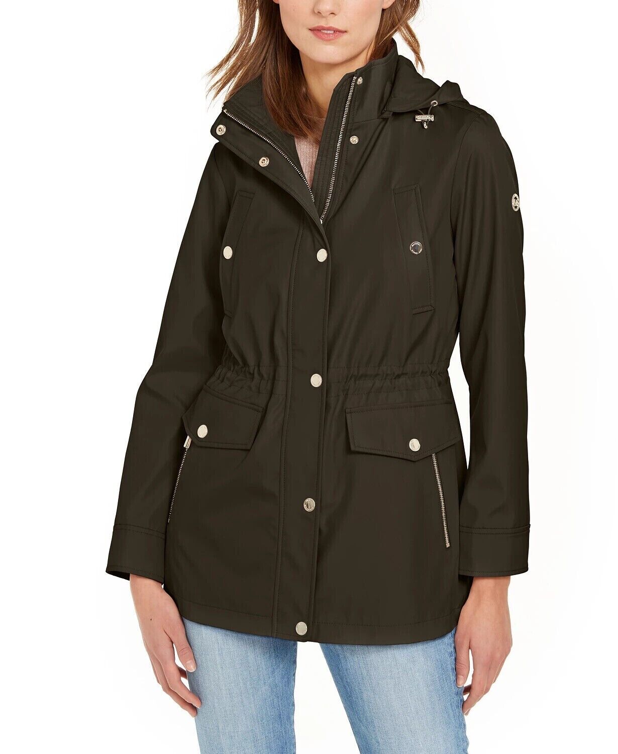 Authentic Michael Kors Women's Hooded Anorak Jacket (XL, Dark Loden)