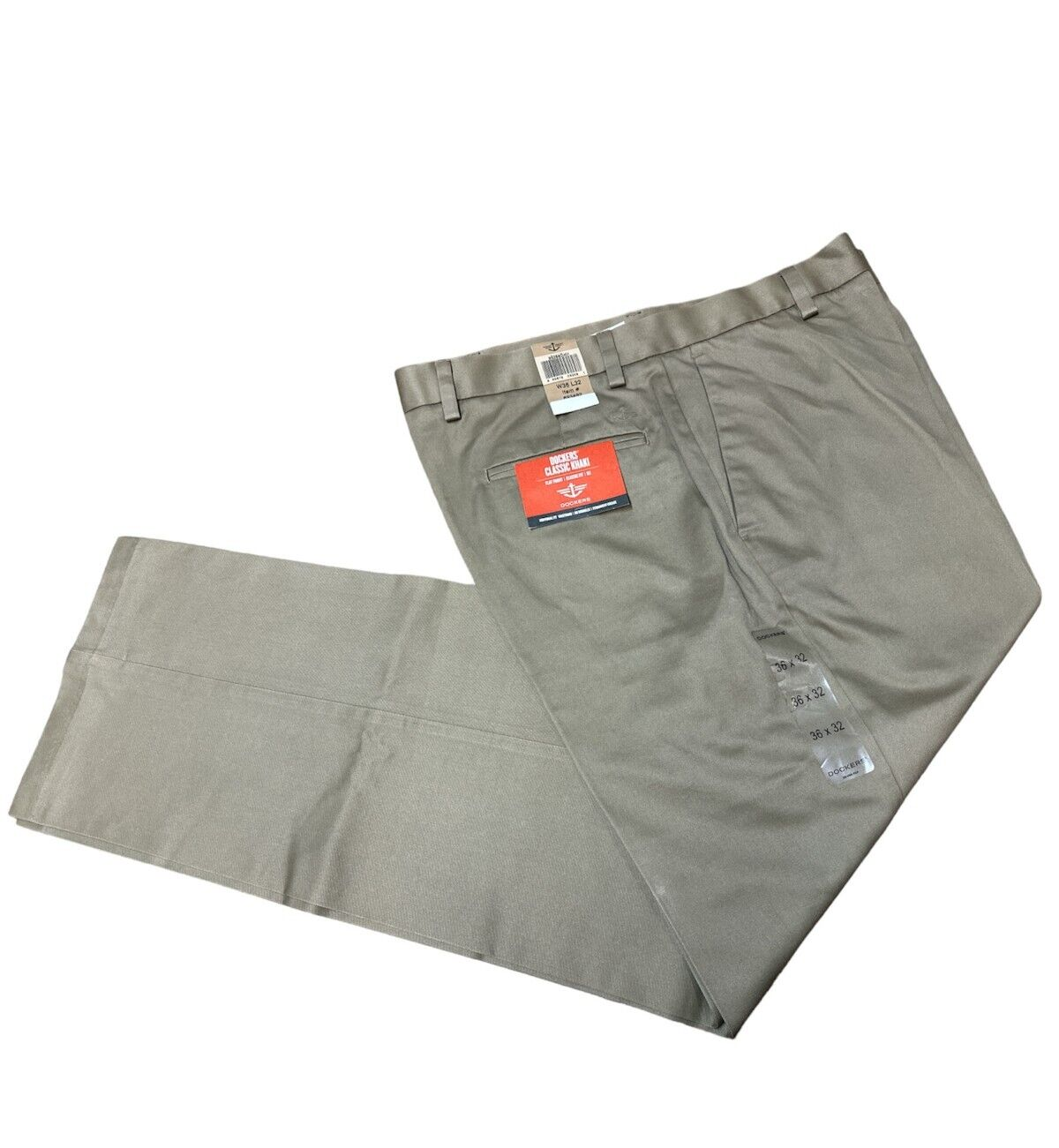Dockers Men's Classic Fit Flat Front Khaki D3 Pants, KHAKI, 36W 32L 100% Cotton