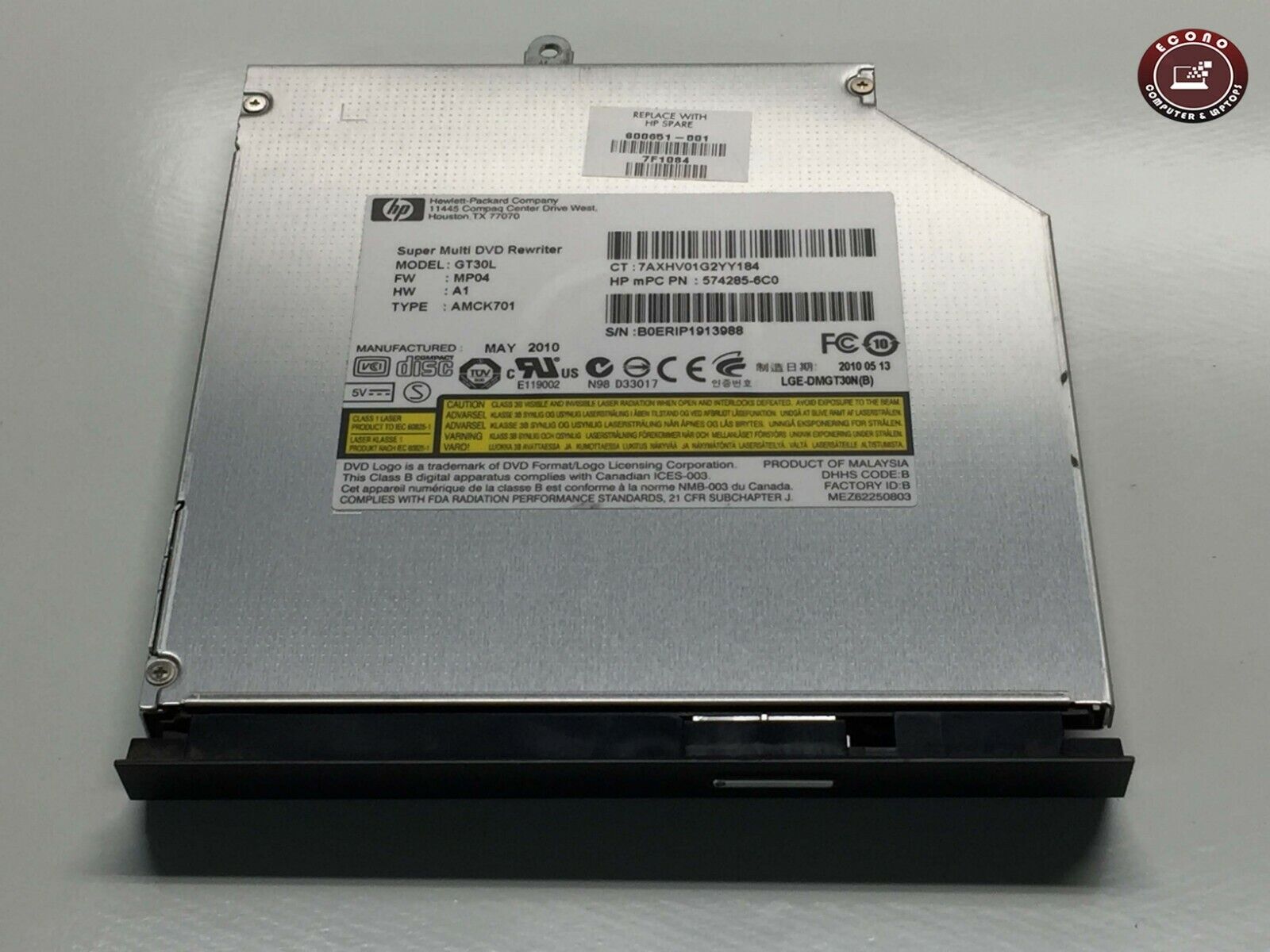 Compaq CQ62-213NR Super multi  DVD Rewriter 	GT30L 600651-001 