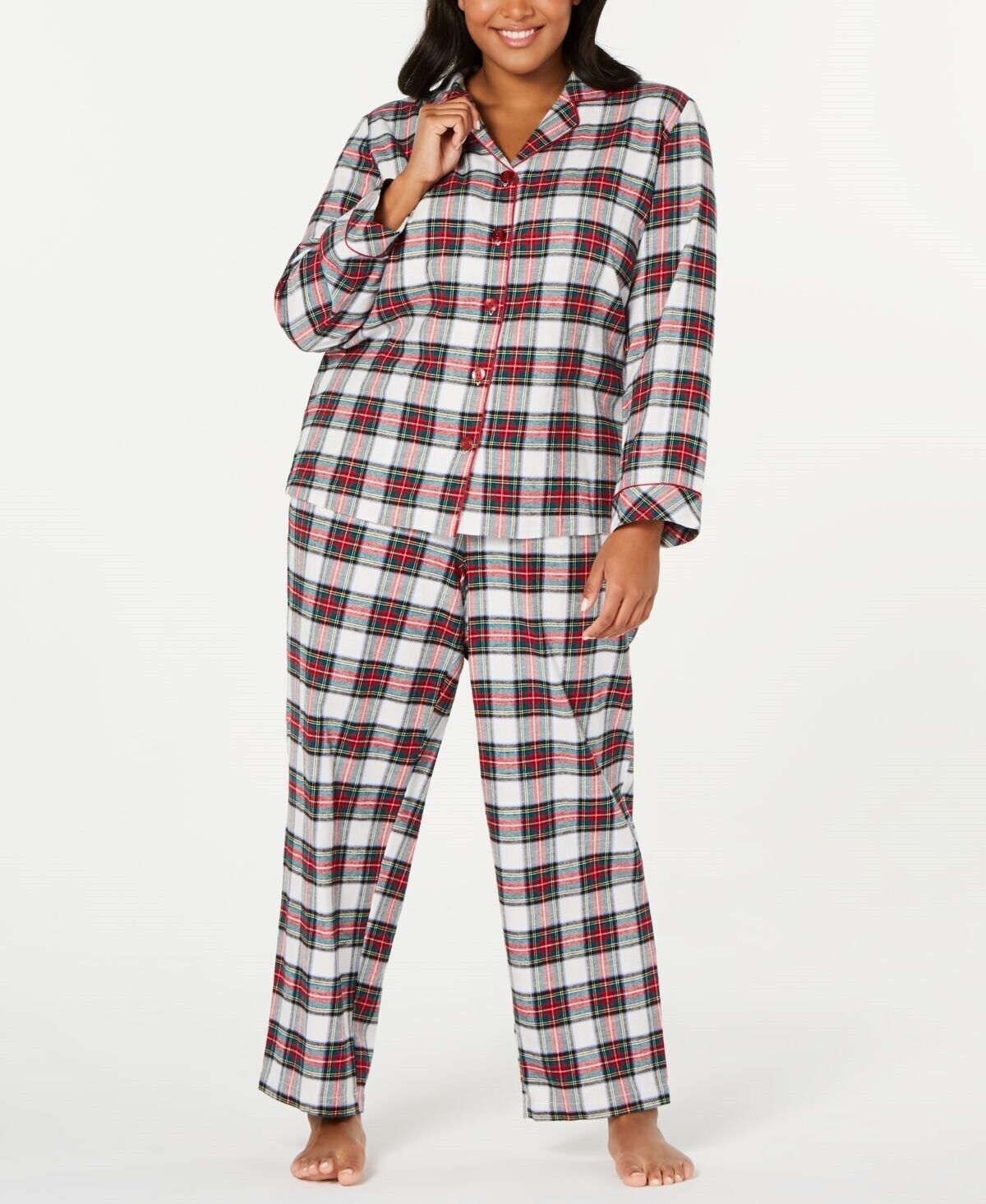 Family Pajamas Women's Plus Size Matching Stewart Plaid Family Pajama Set, 1X 