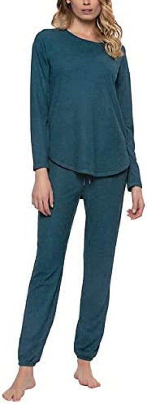 Felina Womens Brushed Jersey Long Sleeve Lounge Top (Small, Turkish Tile Blue)