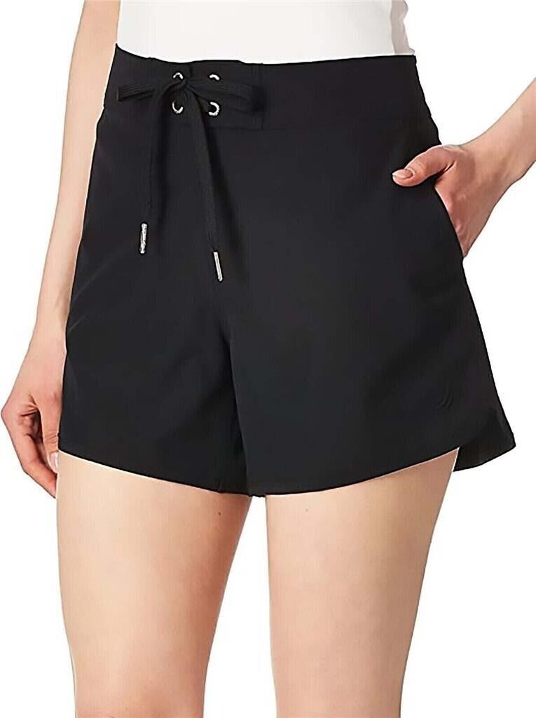 Nautica Women's 4.5" Stretch Quick Dry Board Short Swimsuit Bottom, Black, XL