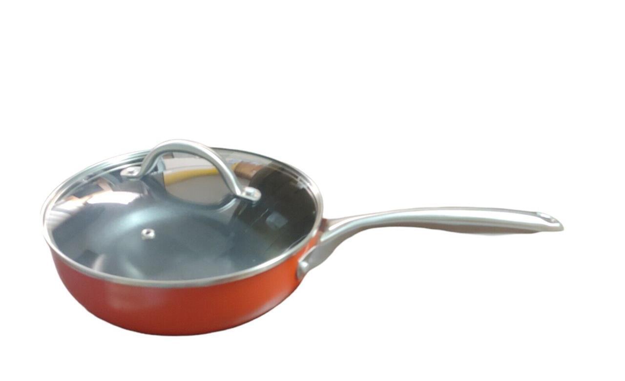 Sedona Two Layer Nonstick 7-Piece Cookware Set with Tempered Glass Lids- Red