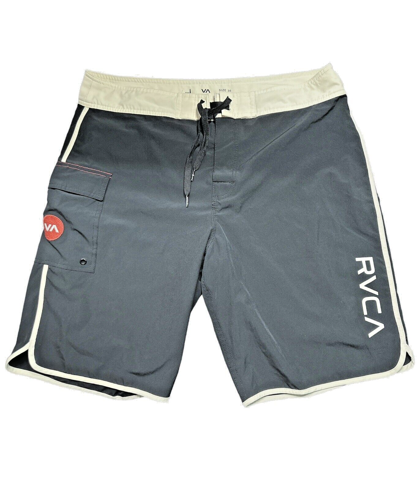 RVCA Industry Men's Swim Trunk, BLACK - WHITE, 36