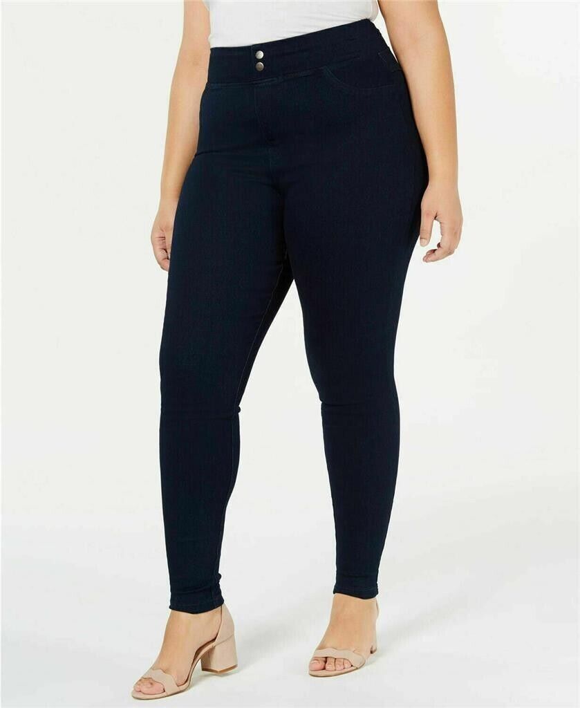 HUE Women's Original Smoothing Denim Leggings, BLACKDIGO, XXL 