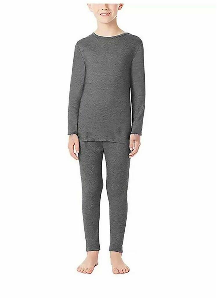 32 Degrees Weatherproof Boys Base Layer Thermal Set, Gray, L 