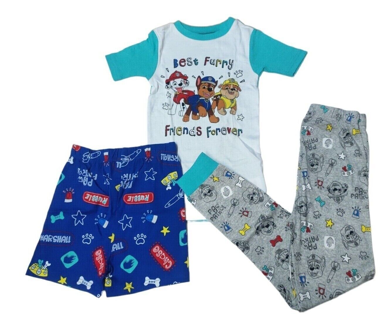 nickelodeon paw patrol 3-piece cotton sleepwear set