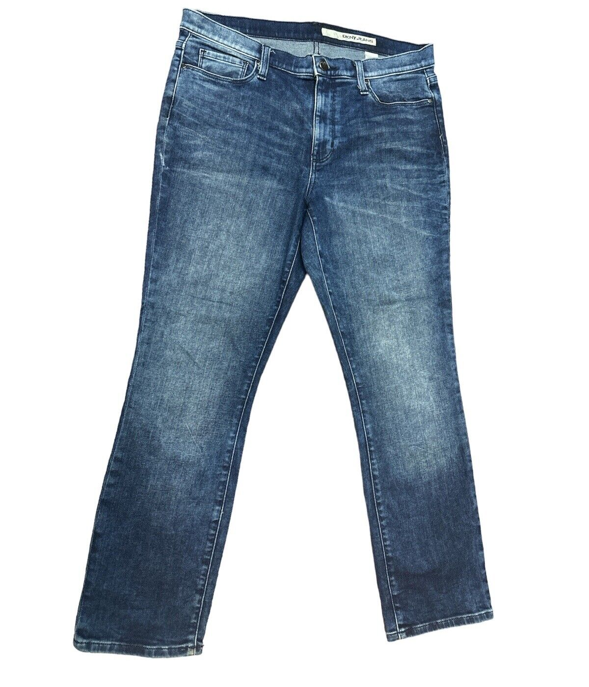 Dkny Women 5-Pocket Straight Fit Jeans, Blue, 10