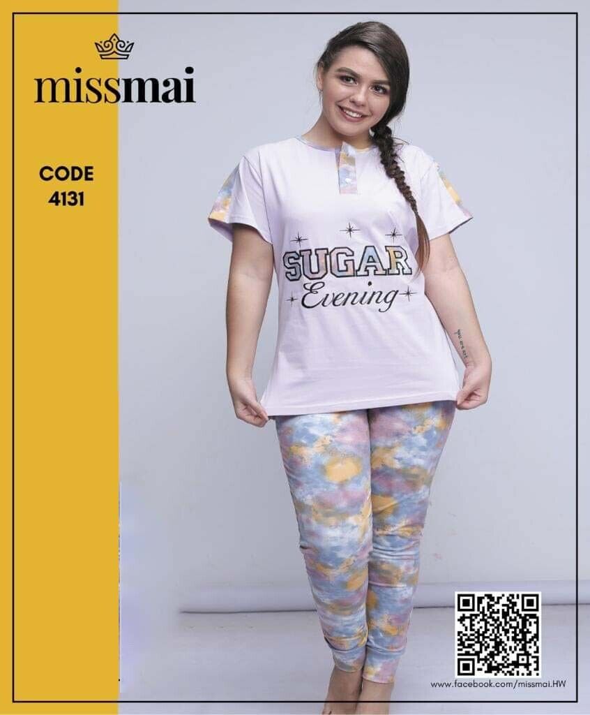 MissMai Ladies Egyptian Cotton 2 Pieces Pajama Set 