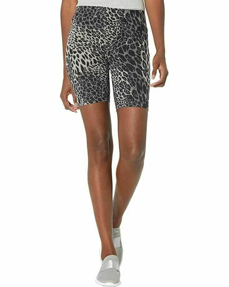 Hue Women's Essentials High Rise Wavy Leopard Bike Shorts, M 