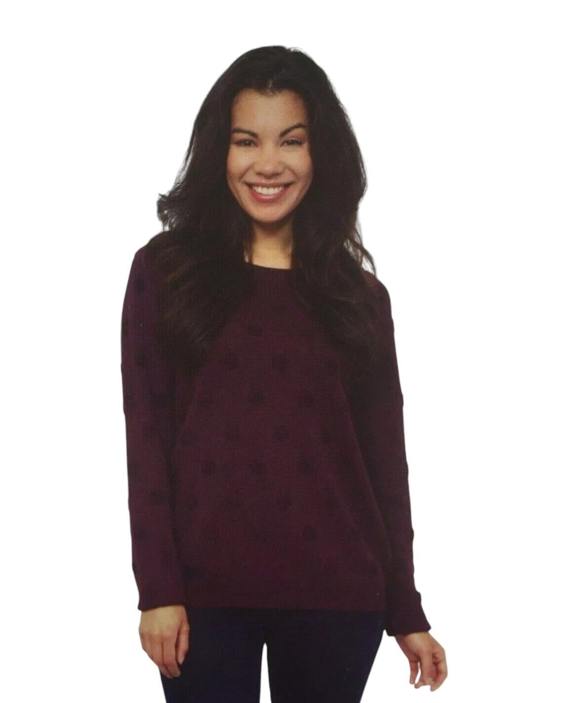 Leo & Nicole Ladies' Pullover Sweater with Textured Circles, POTENT PURPLE, L