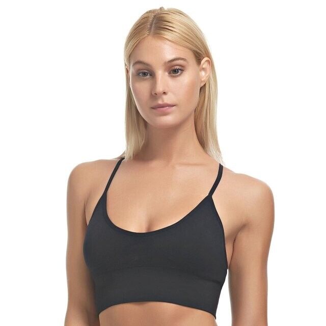 Felina Ladies 1 Pack Seamless T-Back Wire Free Bralette, Size Large, BLACK