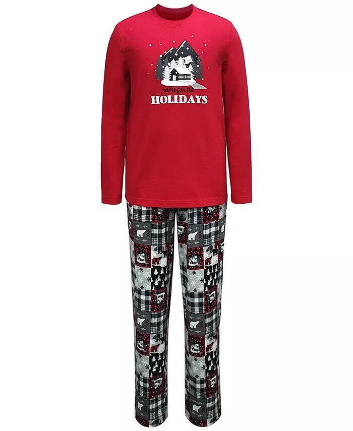 Family Pajamas Matching Men's Cabin Patchwork Family Pajama Set, XL  