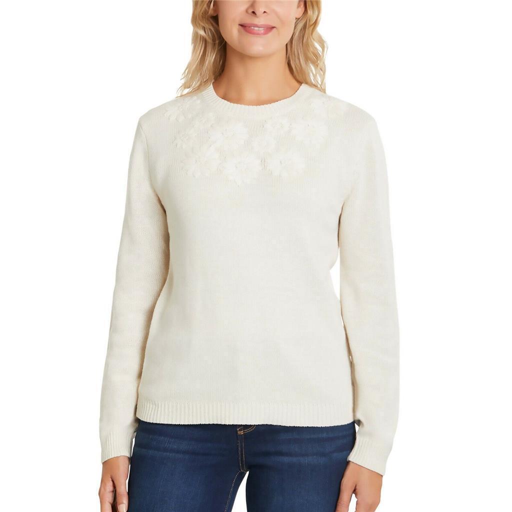 Ella Moss Ladies' Embroidered Sweater, GARDENIA, MED 
