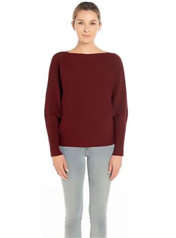 Joan Vass New York Ladies' Dolman Style Long Sleeve Sweater, RED, L
