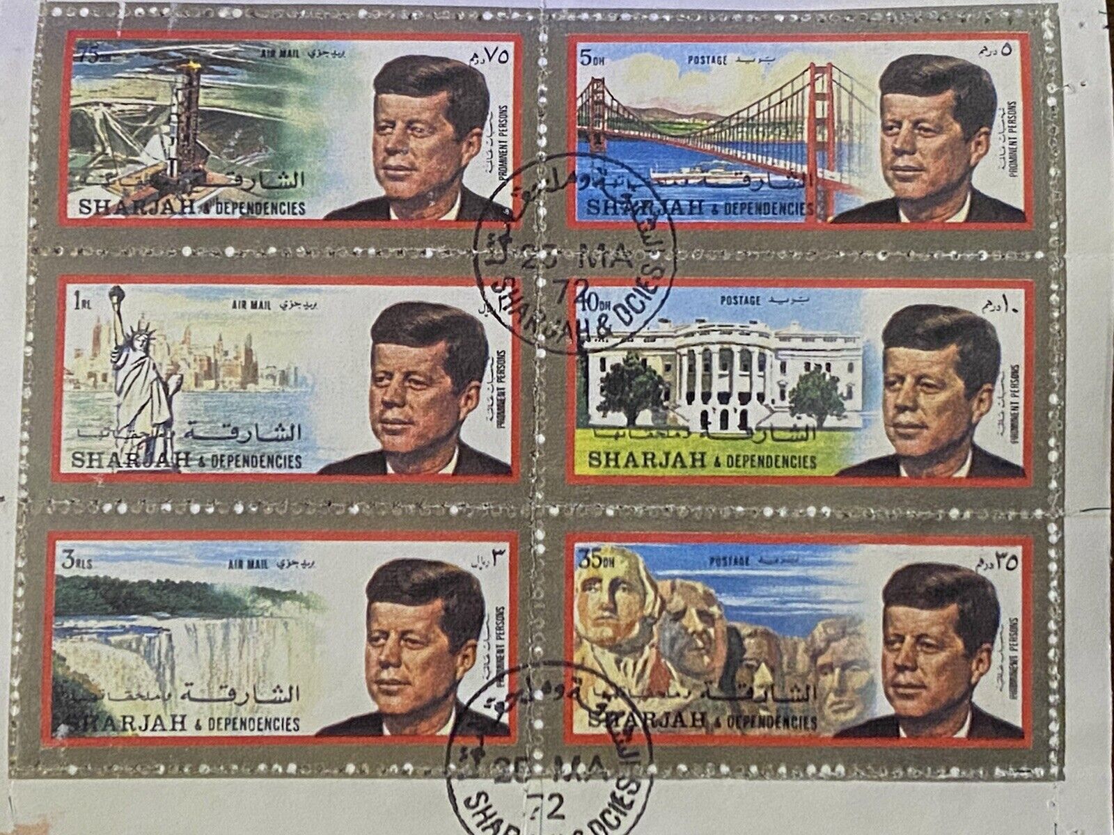 Sharjah UAE Stamps Collection Prominent Persons Kennedy Set of 6