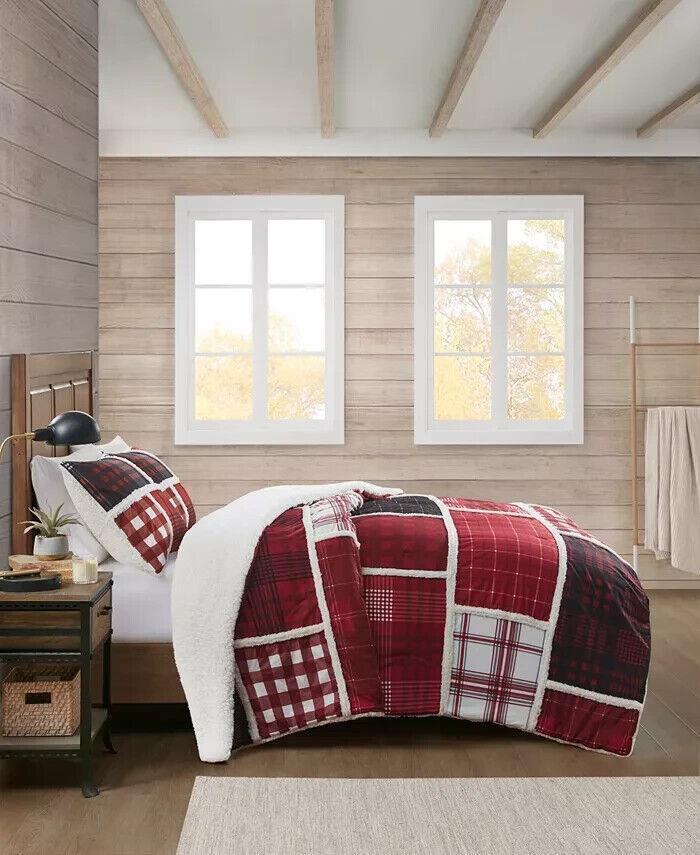 PREMIER COMFORT  Patchwork Sherpa 3pc Com 3pc Comforter Set -King
