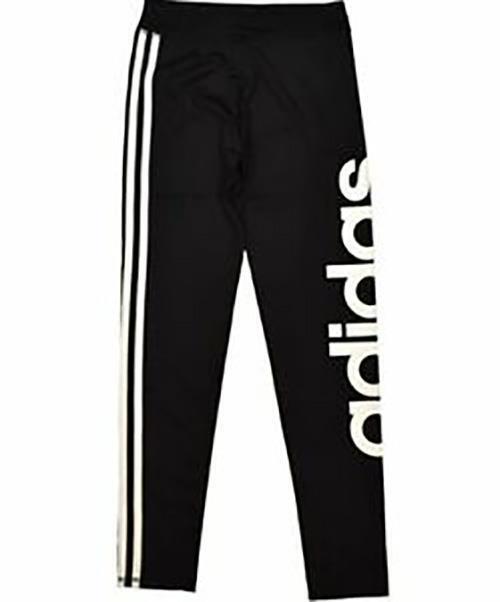 Adidas Kids Girls' Performance Tight Three Stripe Leggings - L- Black/White Text