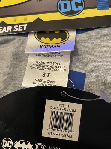 DC Comic Batman Little Boys' 3 Piece Sleepwear Set, BATMAN (BLUE)