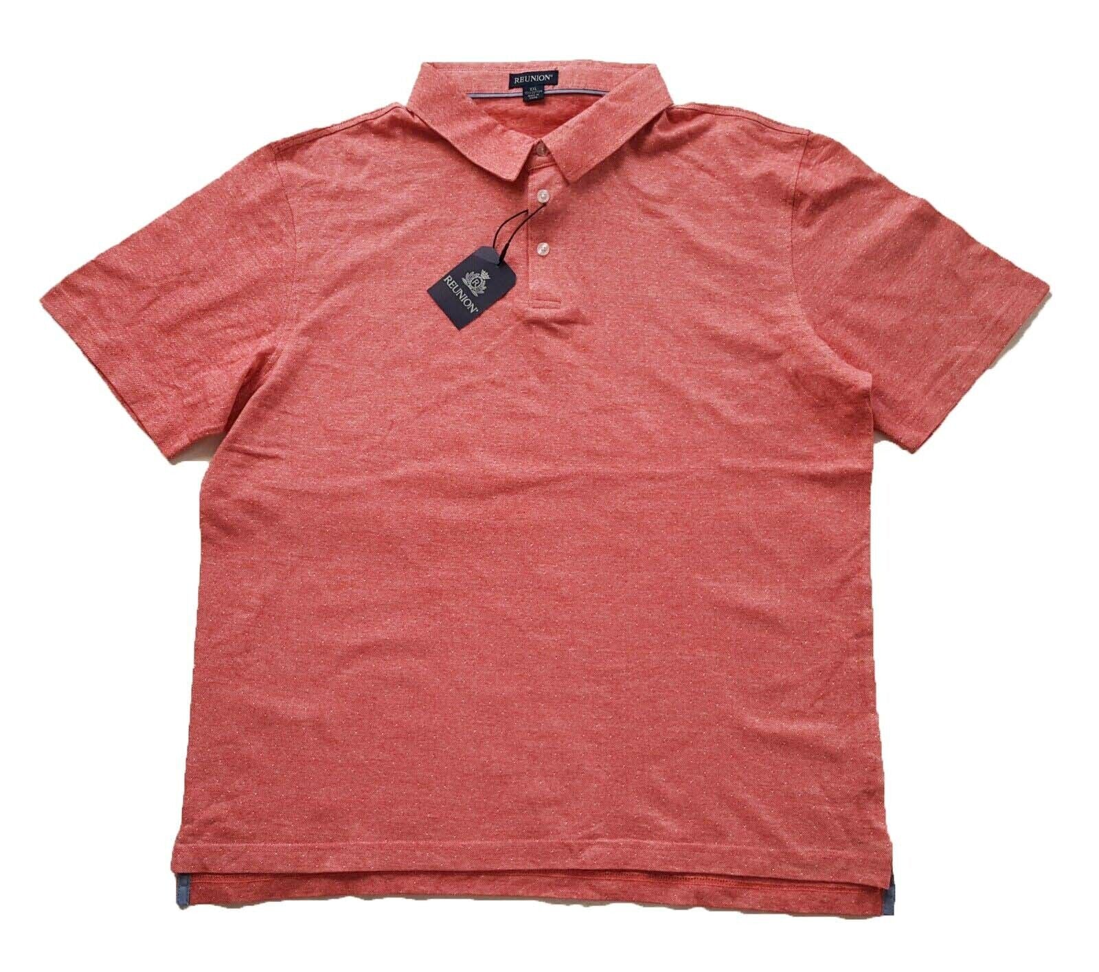 Reunion Men's Short Sleeve Casual Polo Shirt, Red Birdseye, XXL 