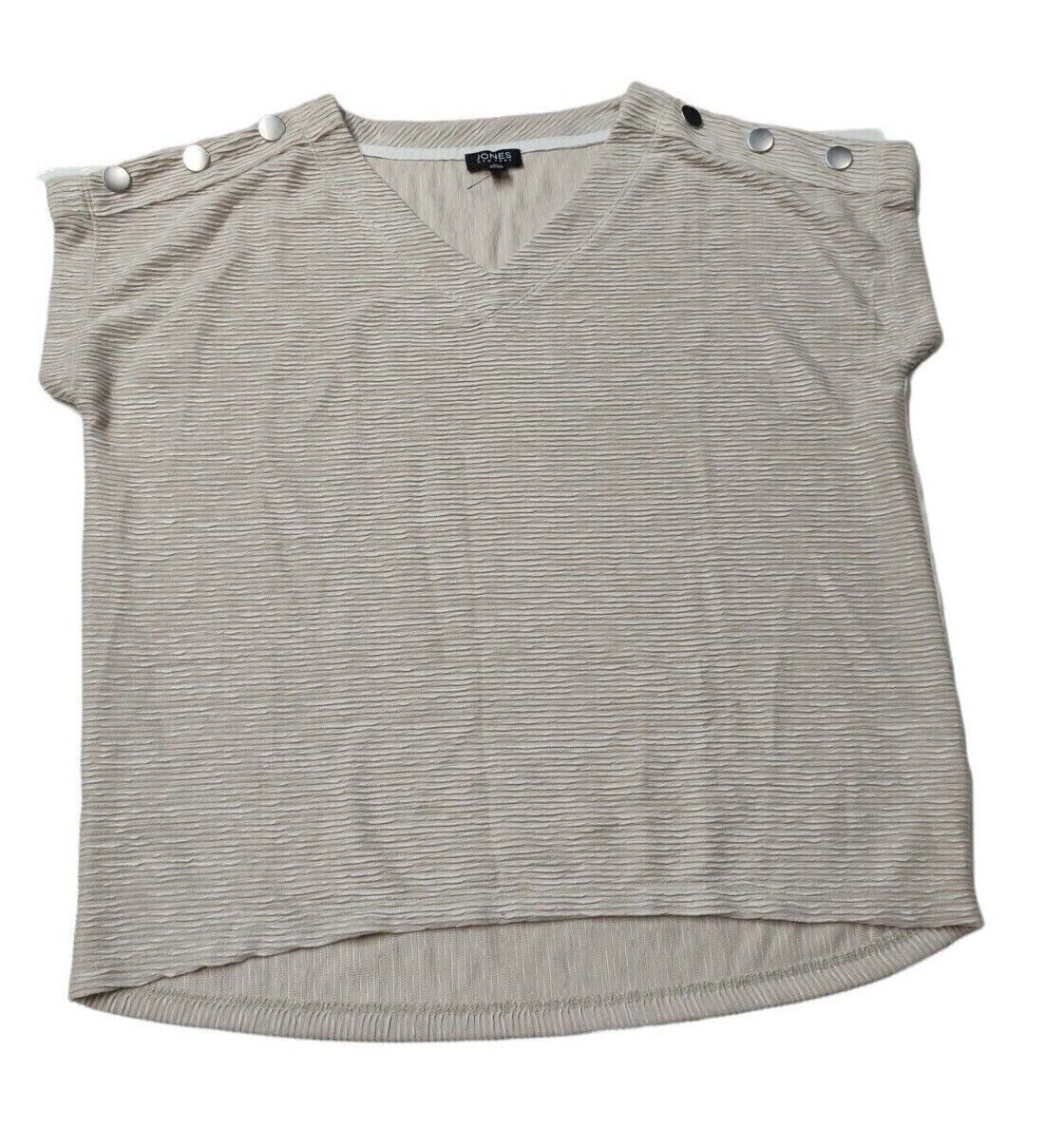 Jones New York Women's Textured Top with Button Details, Ivory, Medium