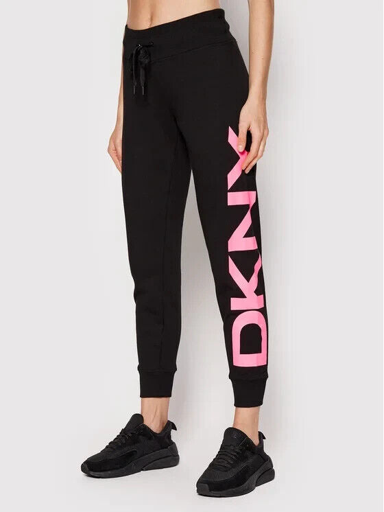 DKNY Ladies Exploded Logo Jogger, BLACK - PINK, L