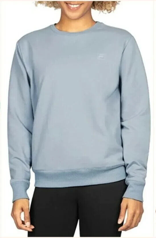 Fila Womens French Terry Long Sleeve Crewneck Sweatshirt Blue Fog XS