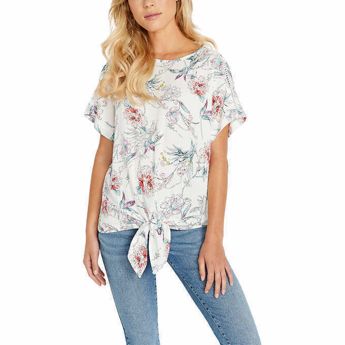 Buffalo Ladies' Tie Front Top, White, Small