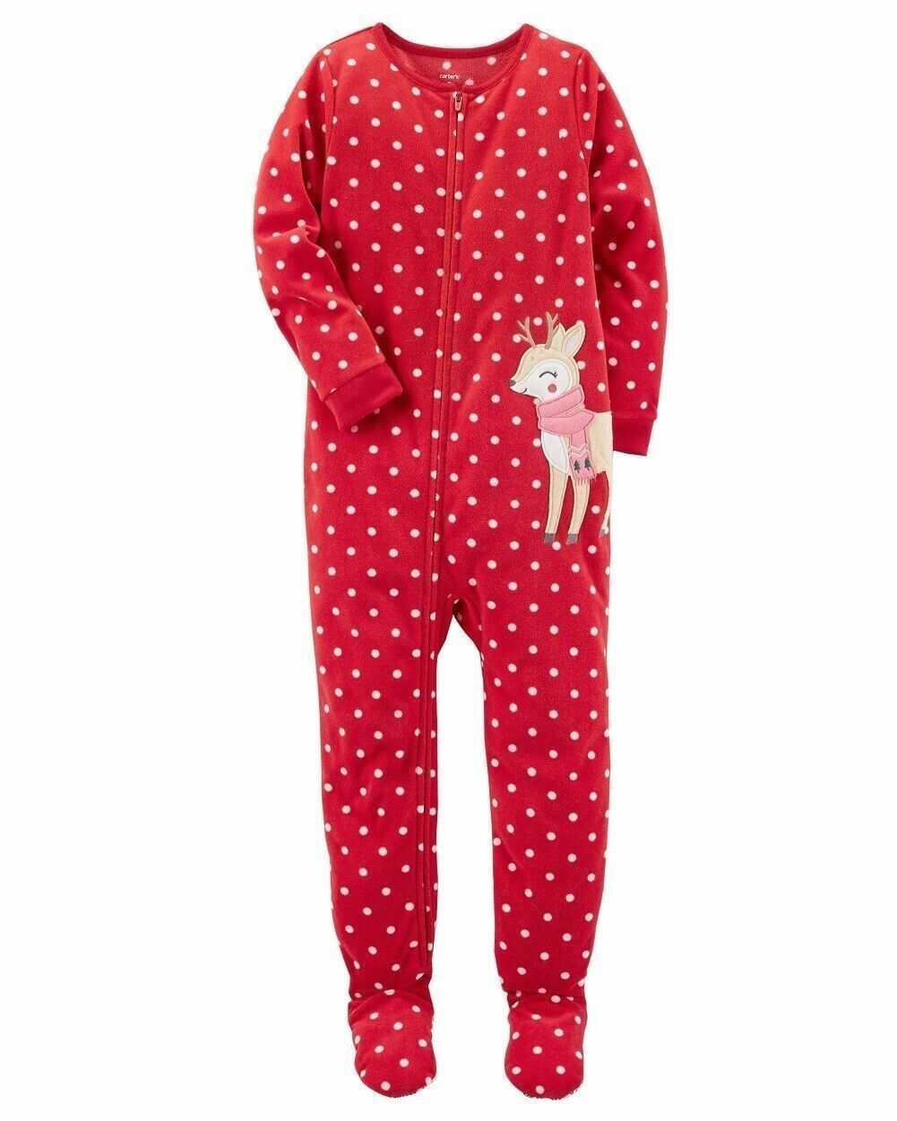 Carter's Baby Girls 1-Piece Footed Fleece Pajamas, Red, 4T